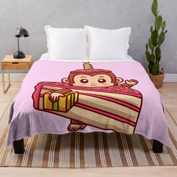 Item preview, Cute Monkey with Birthday Cake Cartoon Vector Icon designed and sold by hjian8219.