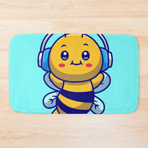 Item preview, Cute Honey Bee Wearing Headphones Cartoon Vector Icon designed and sold by hjian8219.