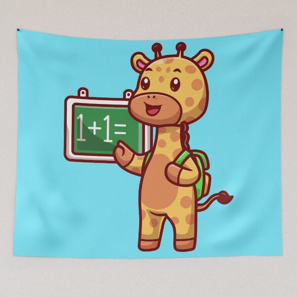 Item preview, Cute Giraffe Student with Chalkboard and Backpack Cartoon Vector Icon designed and sold by hjian8219.