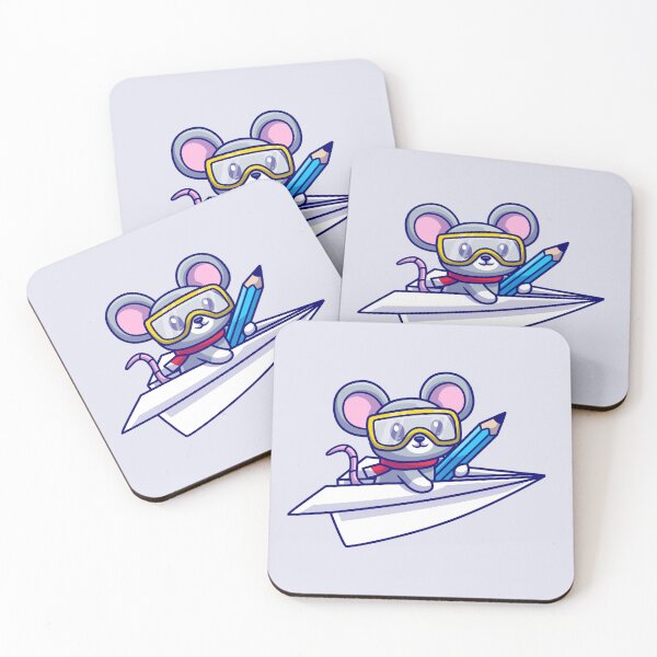 Item preview, Cute Mouse Riding Paper Plane with Pencil Cartoon Vector Icon   designed and sold by hjian8219.