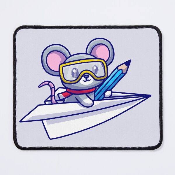Item preview, Cute Mouse Riding Paper Plane with Pencil Cartoon Vector Icon   designed and sold by hjian8219.