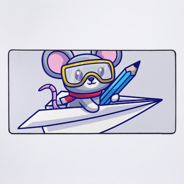 Item preview, Cute Mouse Riding Paper Plane with Pencil Cartoon Vector Icon   designed and sold by hjian8219.