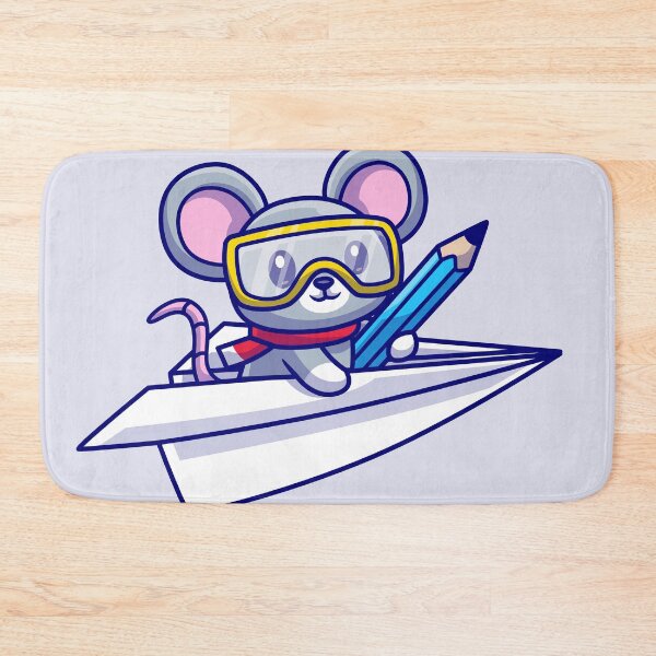 Item preview, Cute Mouse Riding Paper Plane with Pencil Cartoon Vector Icon designed and sold by hjian8219.