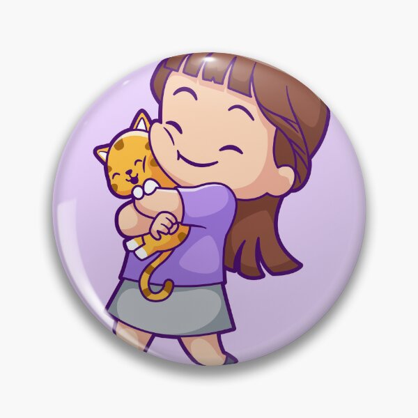 Item preview, Cute Girl Hugging Cat Cartoon Vector Icon designed and sold by hjian8219.