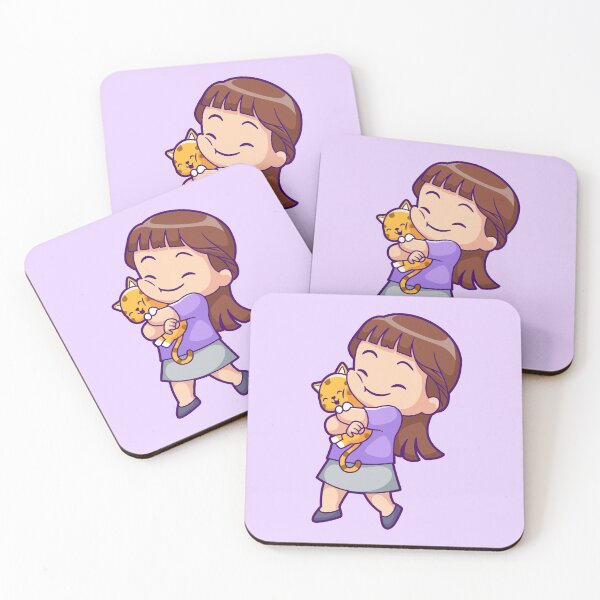 Item preview, Cute Girl Hugging Cat Cartoon Vector Icon designed and sold by hjian8219.