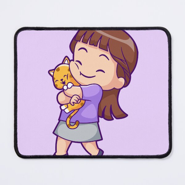 Item preview, Cute Girl Hugging Cat Cartoon Vector Icon designed and sold by hjian8219.
