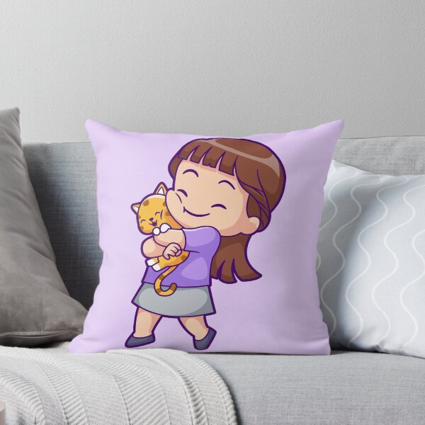 Item preview, Cute Girl Hugging Cat Cartoon Vector Icon designed and sold by hjian8219.