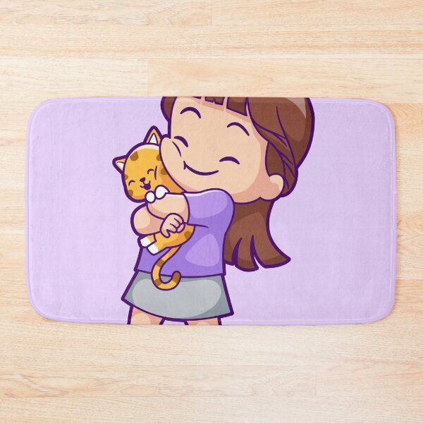 Item preview, Cute Girl Hugging Cat Cartoon Vector Icon designed and sold by hjian8219.