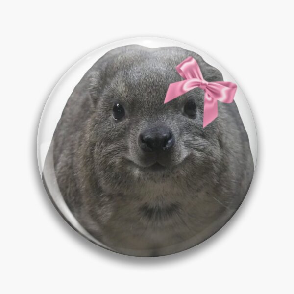 Item preview, cute rock hyrax wearing pink ribbon bow designed and sold by SillyLittleSnek.