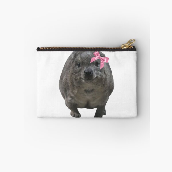Item preview, cute rock hyrax wearing pink ribbon bow designed and sold by SillyLittleSnek.