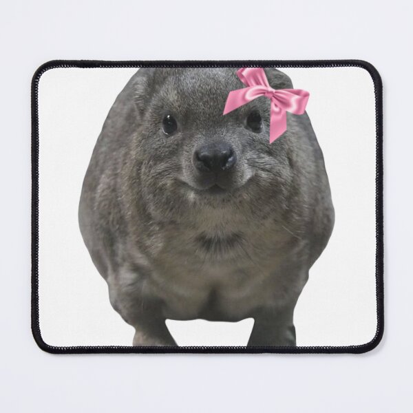 Item preview, cute rock hyrax wearing pink ribbon bow designed and sold by SillyLittleSnek.