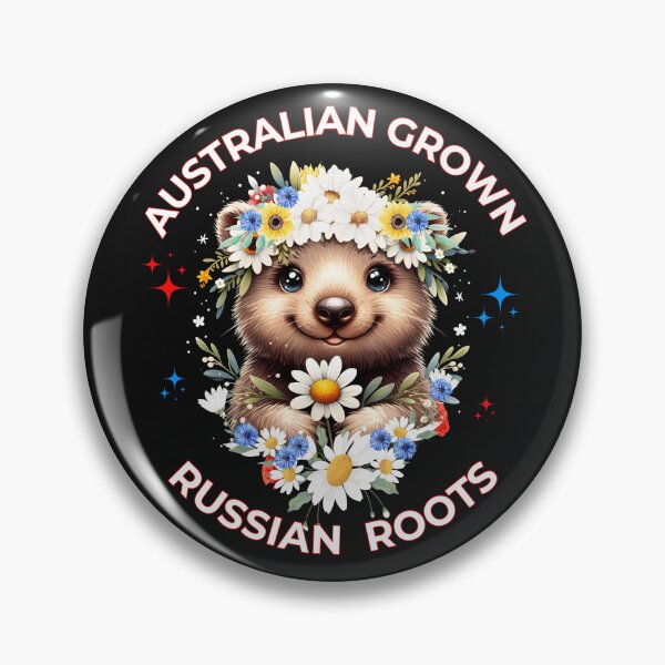 Artikelvorschau, Russische Wurzeln Australische Sonnenblume Kornblume Gänseblümchen Niedlicher Wombat entworfen und verkauft von Oz64.
