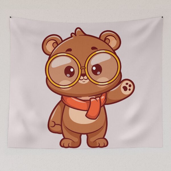 Item preview, Cute Bear Waving Hand in Winter Cartoon Vector Icon designed and sold by hjian8219.
