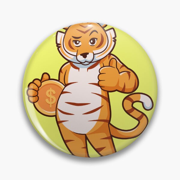 Item preview, Tiger Holding Gold Coin Thumbs Up Cartoon Vector Icon designed and sold by hjian8219.