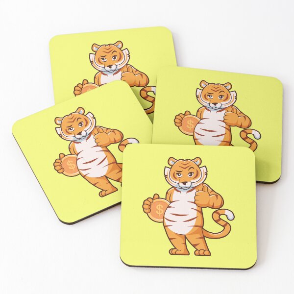 Item preview, Tiger Holding Gold Coin Thumbs Up Cartoon Vector Icon designed and sold by hjian8219.