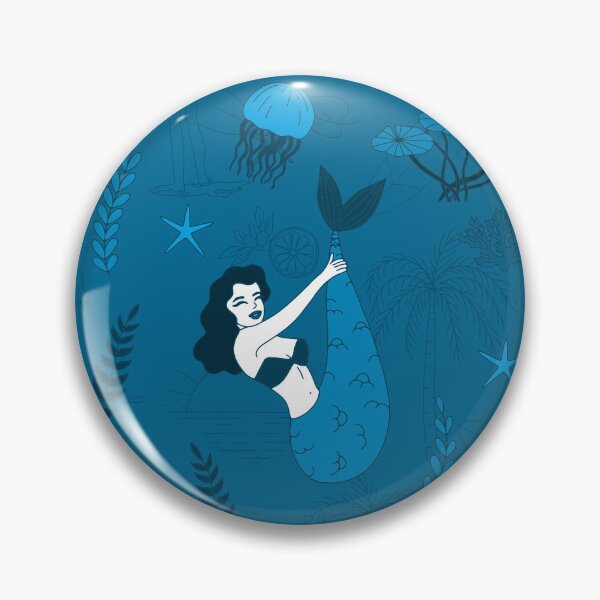 Item preview, multi ethnic mermaids pattern blue  designed and sold by Gossip Rag.