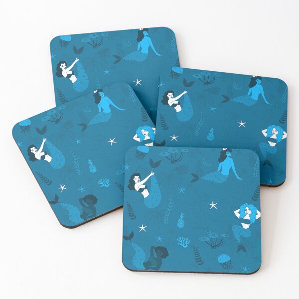 Item preview, multi ethnic mermaids pattern blue  designed and sold by Gossip Rag.