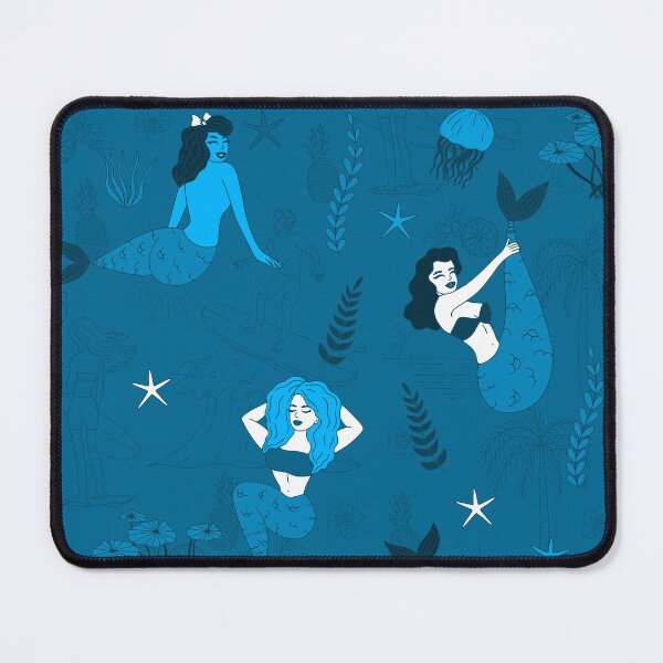 Item preview, multi ethnic mermaids pattern blue  designed and sold by Gossip Rag.