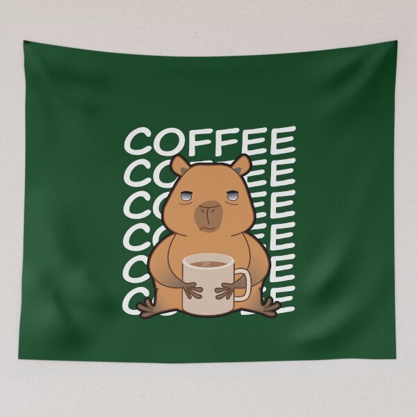 Item preview, Cute Kawaii Capybara Drinking Coffee designed and sold by Shiraufa.