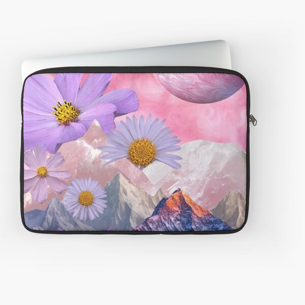 Item preview, 'Candy Floss Cosmos' Pink Cut Out Collage of Mountains, Flowers +  Planets designed and sold by Venus-in-Virgo.