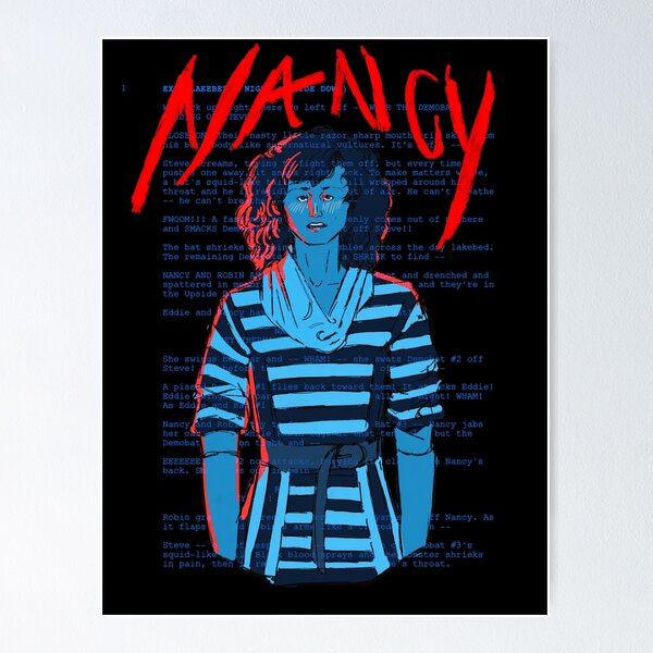 Artikel-Vorschau von Nancy – Stranger Things Drehbuch-Collage, designt und verkauft von CherryCatDraws.