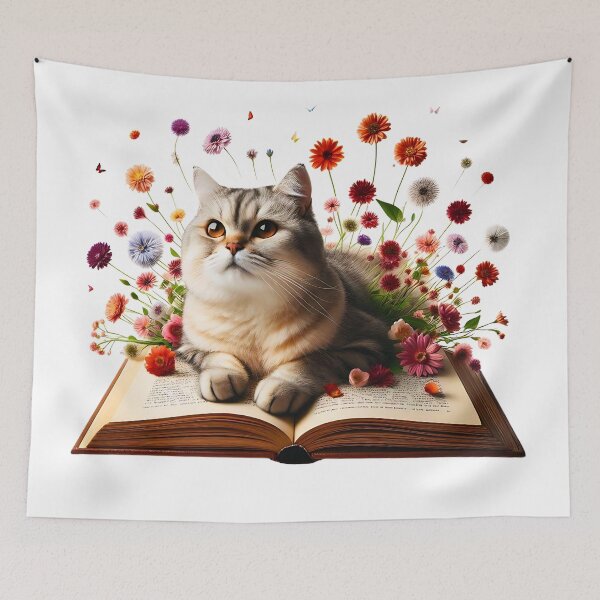 Artikelvorschau, Katzenbücher und Blumen entworfen und verkauft von Chic-Fun.