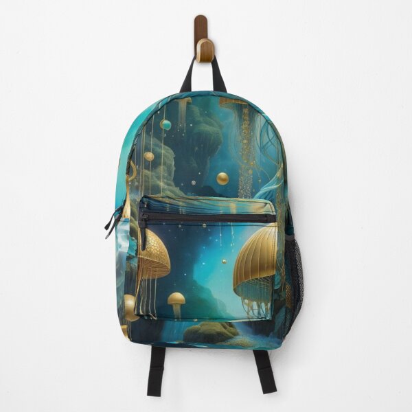 Item preview, Underwater Cave of Gold And Blue Jellyfish designed and sold by Melantari Vizuns.