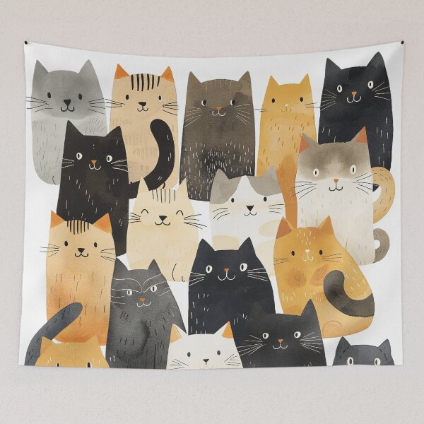 Item preview, Simple cute cats art  illustrated watercolor designed and sold by Inktown.
