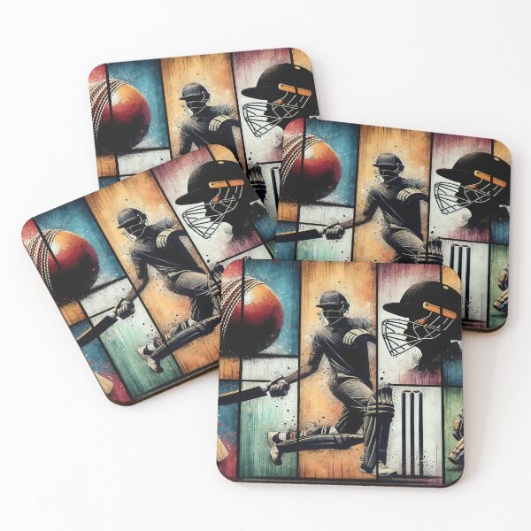 Item preview, Vintage Cricket Action Triptych Distressed Art designed and sold by SportsT-Shirts.