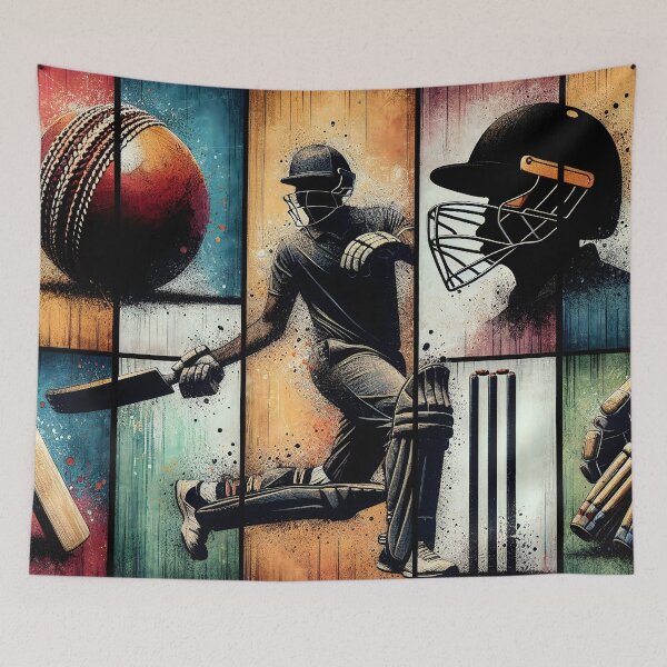 Item preview, Vintage Cricket Action Triptych Distressed Art designed and sold by SportsT-Shirts.