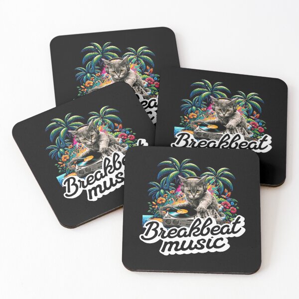 Item preview, BREAKBEAT  - Tropical Cat Decks 1 (white)  designed and sold by Discothreadz.