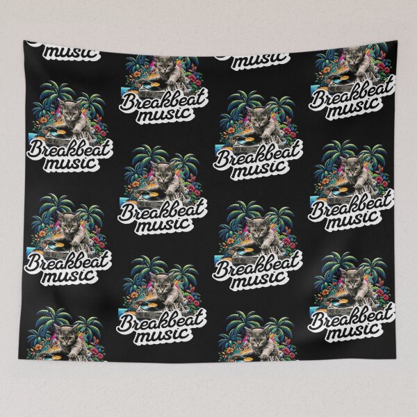 Item preview, BREAKBEAT  - Tropical Cat Decks 1 (white)  designed and sold by Discothreadz.