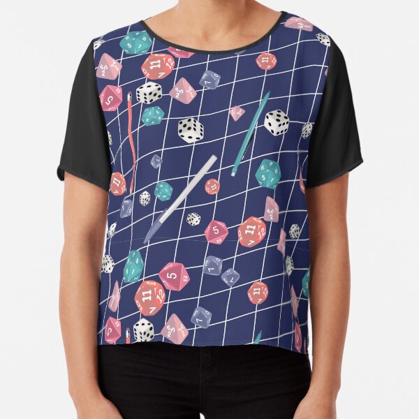 Pastel Polyhedral Dice Pattern Chiffon Top