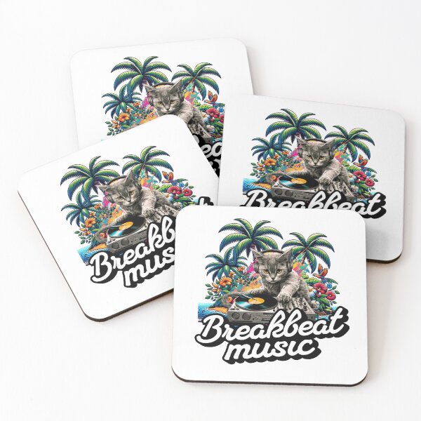 Item preview, BREAKBEAT  - Tropical Cat Decks 1 (black)  designed and sold by Discothreadz.