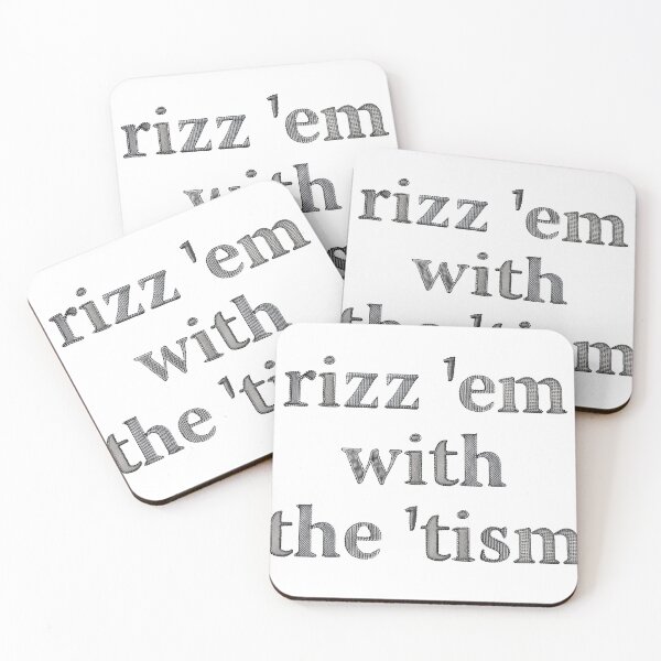 Item preview, Rizz `Em with the `Tism, Black and White Stitched Embroidery Autism Slogan designed and sold by juiceboxvintage.