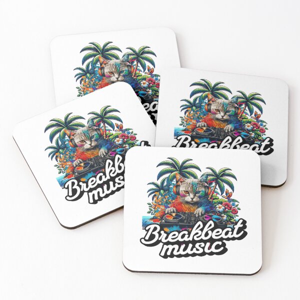 Item preview, BREAKBEAT  - Tropical Cat Decks 2 (black)  designed and sold by Discothreadz.