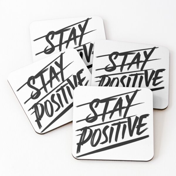 Item preview, Dynamic "Stay Positive" Brush-Stroke T-Shirt (white) designed and sold by MerchMasterPL.