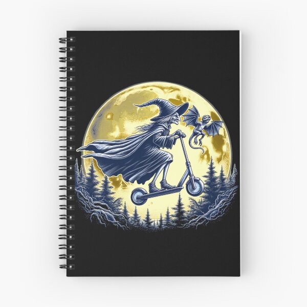 Item preview, Witch with a scooter without a broom is flying in front of a full moon. designed and sold by Matzi-MV.