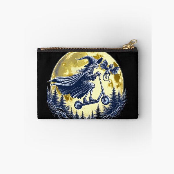 Item preview, Witch with a scooter without a broom is flying in front of a full moon. designed and sold by Matzi-MV.