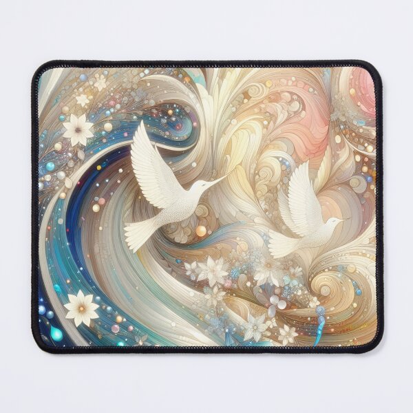 Item preview, Winged Romance: Birds Amidst Abstract Blooms designed and sold by daruneenok.