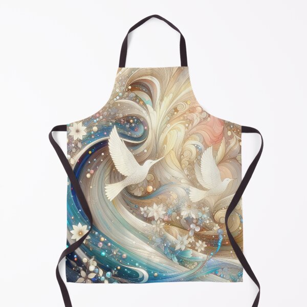 Item preview, Winged Romance: Birds Amidst Abstract Blooms designed and sold by daruneenok.