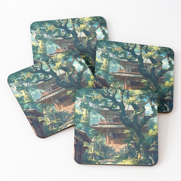 Item preview, Japanese Anime Forest Village Landscape - Village of Serenity  designed and sold by SamuraiSwords.