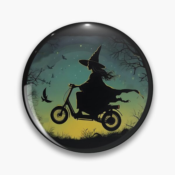 Item preview, Witch with a scooter without a broom. The moon shines in the distance. designed and sold by Matzi-MV.