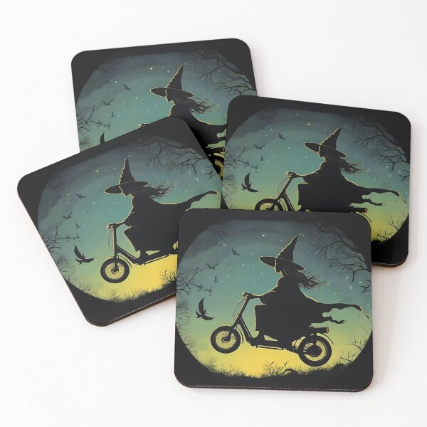 Item preview, Witch with a scooter without a broom. The moon shines in the distance. designed and sold by Matzi-MV.