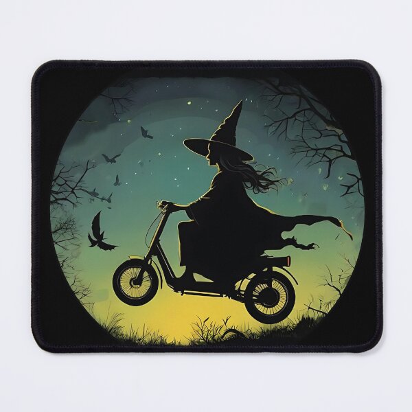 Item preview, Witch with a scooter without a broom. The moon shines in the distance. designed and sold by Matzi-MV.