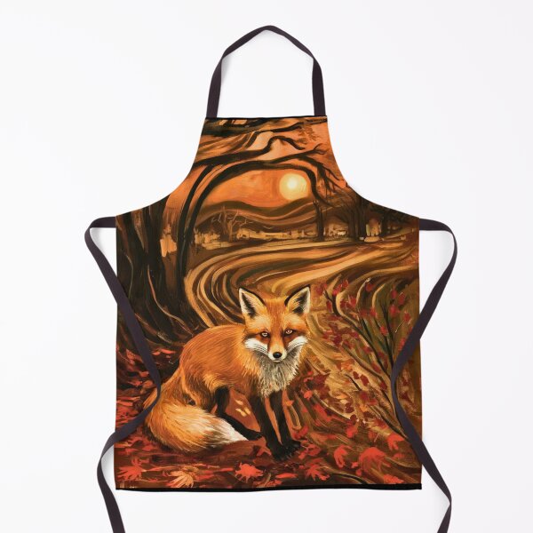 Item preview, Fox Portrait. Autumn season, fall fox, vintage fox, fox painting, Edvard Munch style designed and sold by FoxVibes.