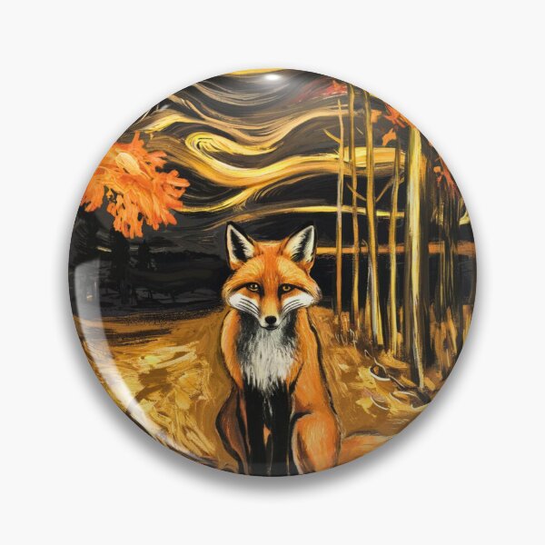Item preview, Fox Portrait. Autumn season, fall fox, vintage fox, fox painting, Edvard Munch style designed and sold by FoxVibes.