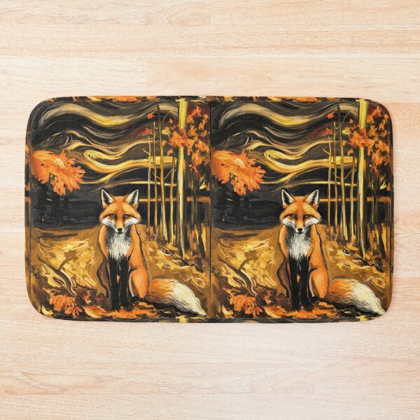 Item preview, Fox Portrait. Autumn season, fall fox, vintage fox, fox painting, Edvard Munch style designed and sold by FoxVibes.