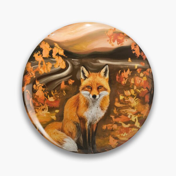 Item preview, Fox Portrait. Autumn season, fall fox, vintage fox, fox painting, Edvard Munch style designed and sold by FoxVibes.