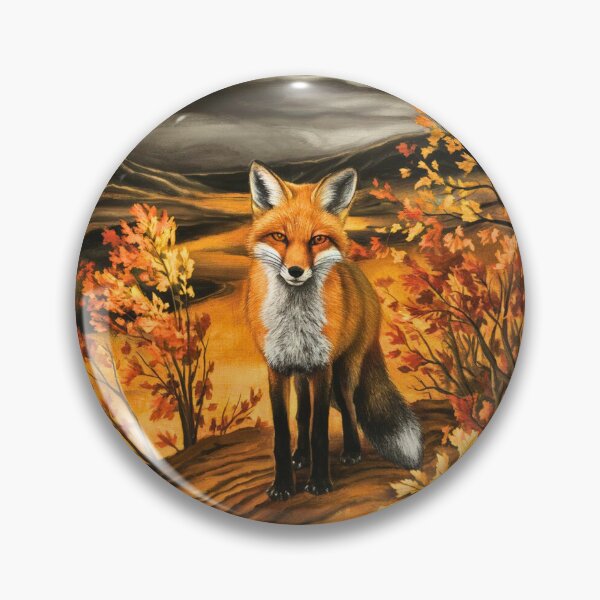 Item preview, Fox Portrait. Autumn season, fall fox, vintage fox, fox painting, Edvard Munch style designed and sold by FoxVibes.
